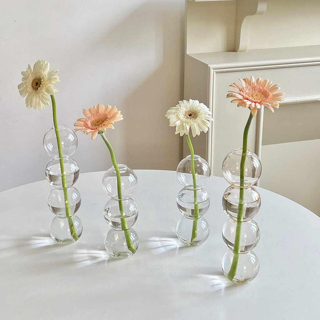 3pcs Transparent Bubble Glass Vase Crystal Ball Flower Vases Hydroponic Ball Art Flower Ware Tableto