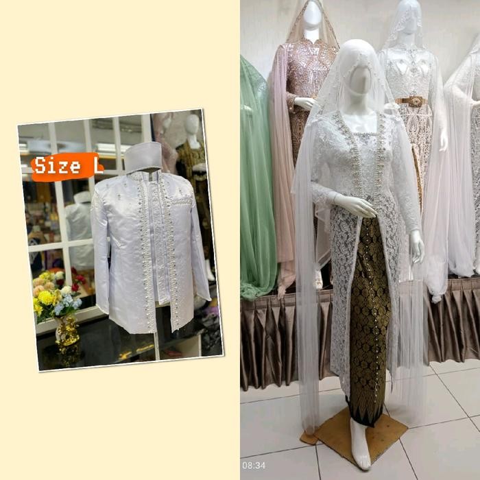 kebaya akad semata kaki couple beskap - putih tulang1, all size