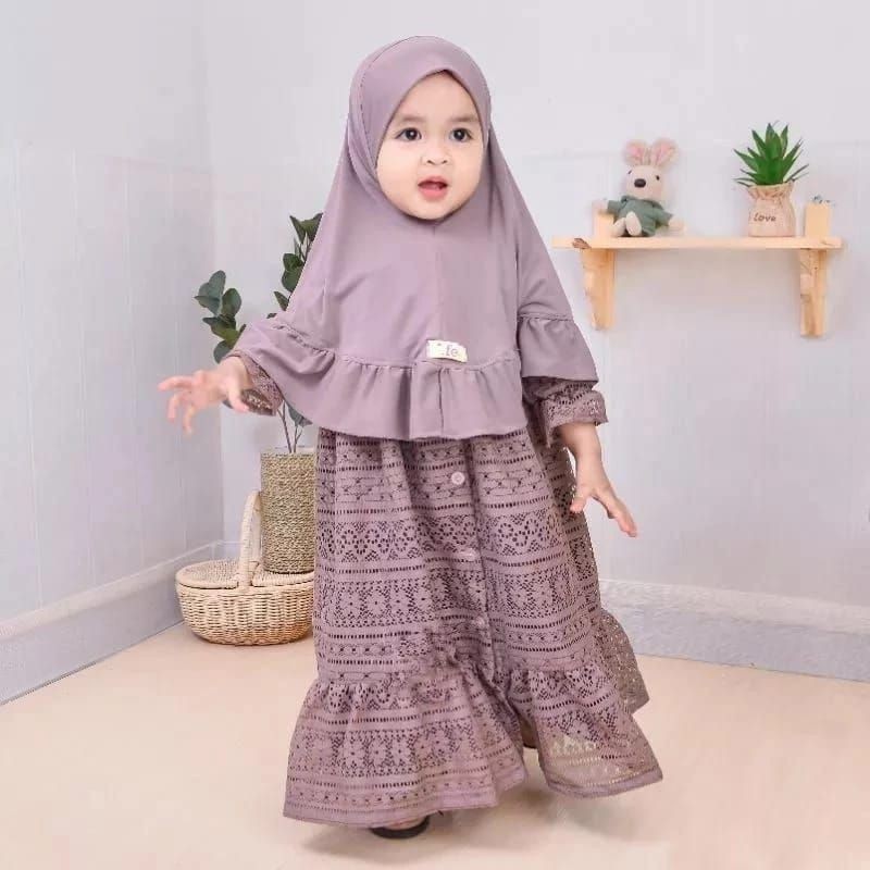 FR54E Gamis anak brukat malika fre jilbab gamis aqiqah  gamis anak perempuan