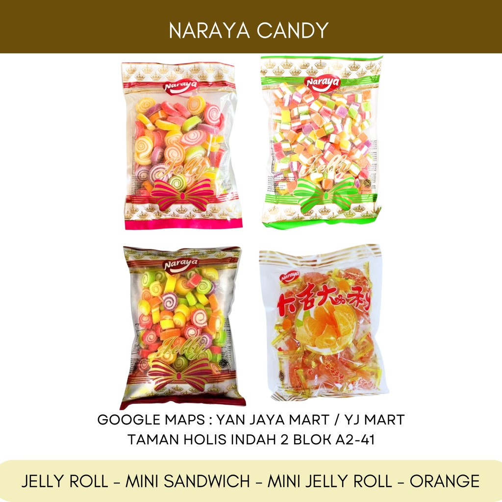 

Naraya Candy MIni Roll - Naraya Mini Sandwich / Jelly Mini / Candy Pastiles Kemasan 400gr