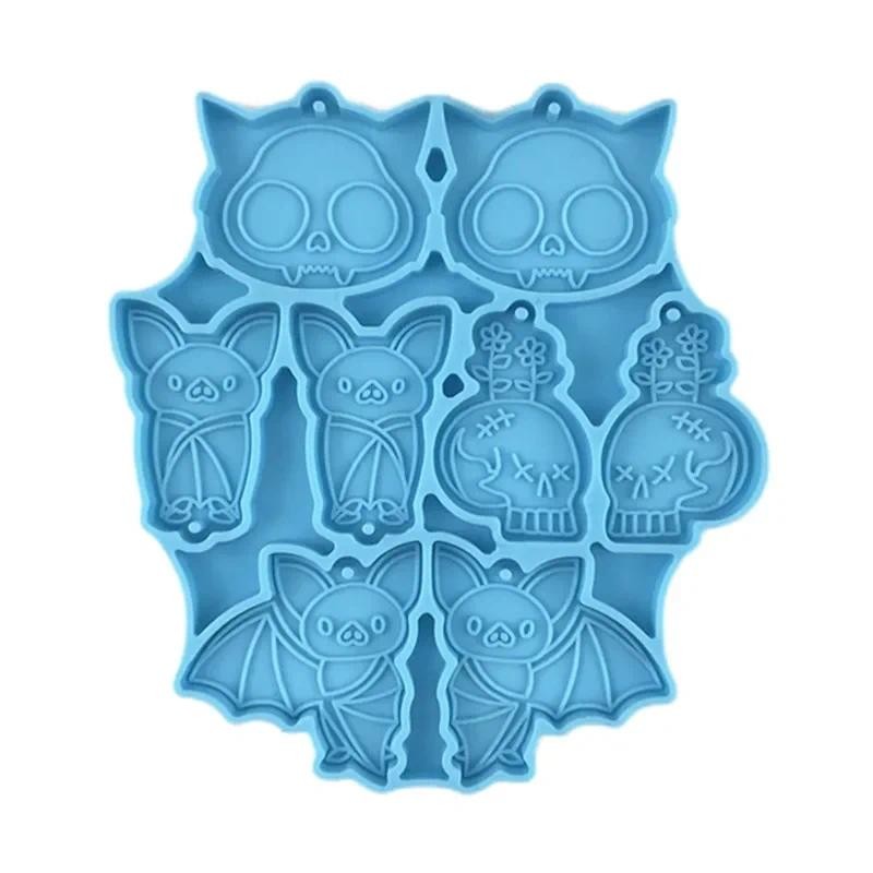 

Halloween Decoration Bat Earrings Silicone Mold DIY Mirror Skull Pendant Ornaments Epoxy Resin Mold