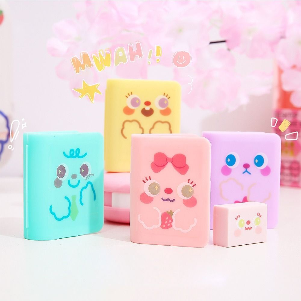 

Book Shape Pencil Eraser Sharpener Set Less Rubber Debris Writing Drawing Pencil Wiping Eraser Sketching Handwriting