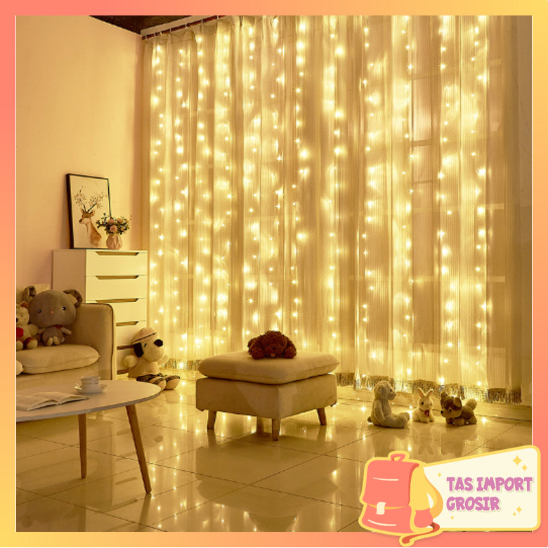 Tas Import - L5834 Lampu Natal Tirai LED Lampu Hias Tirai Putih / Biru / Ungu / Pink / Tumblr Tirai 