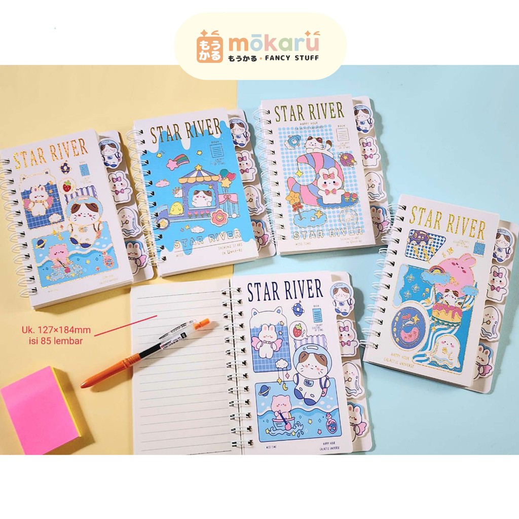 

Fancy Notebook STAR RIVER (FLXQ-8089) Buku Catatan Spiral Hard Cover A6 Lucu
