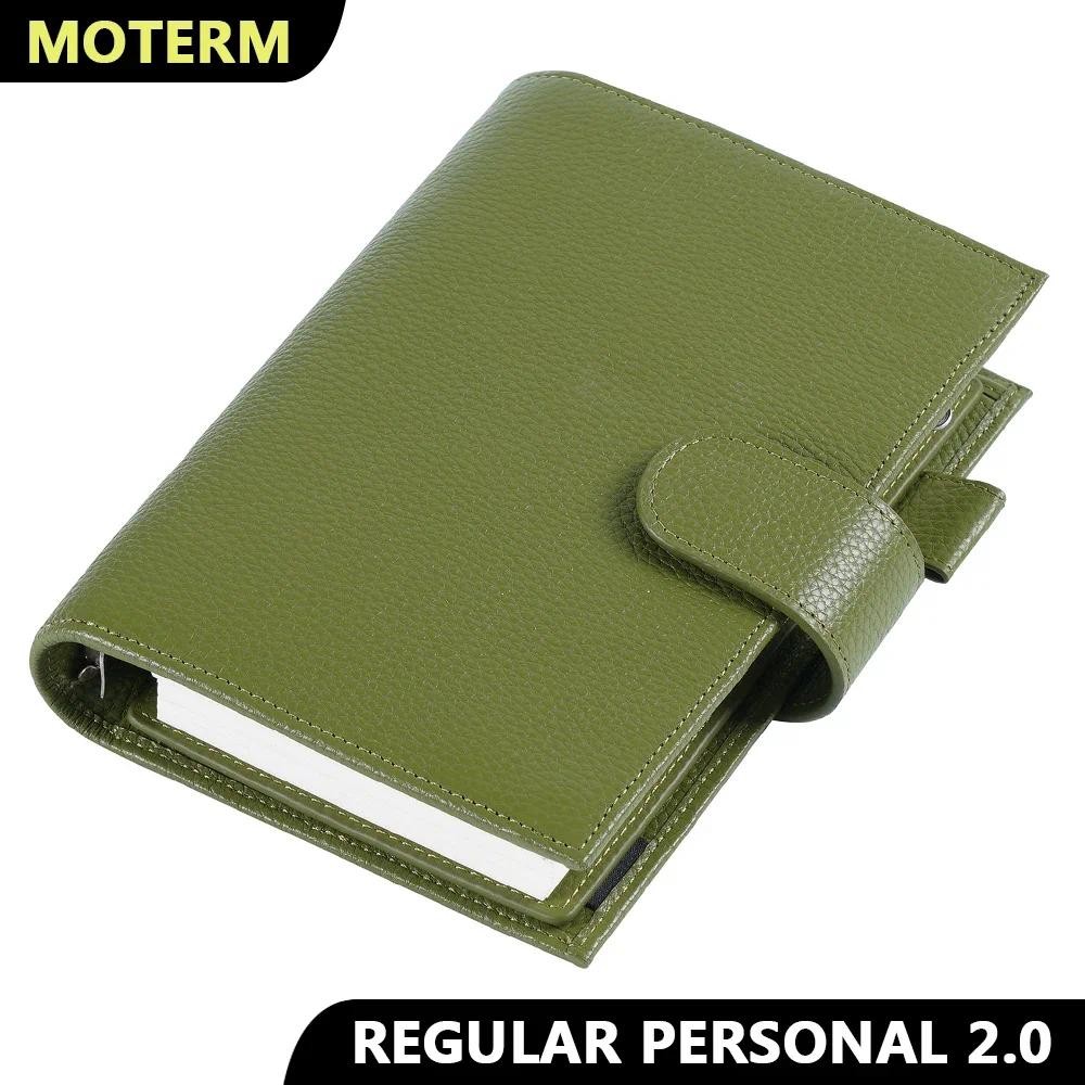 

Moterm Regular 2.0 Series Personal Size Rings Planner Genuine Cowhide Pebbled Grain Notebook Organizer Journey Sketchbook Diary