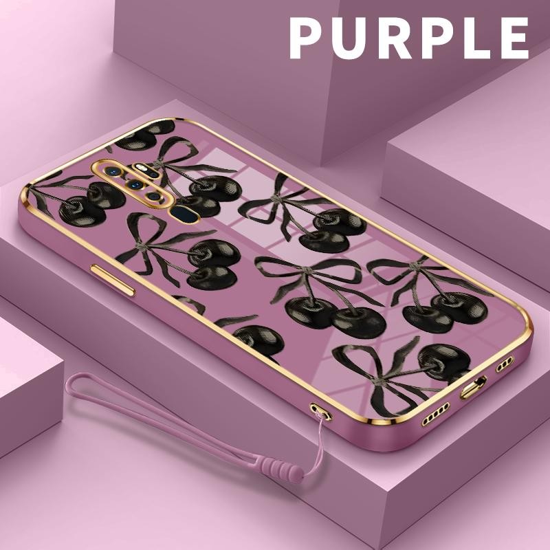 Soft Case For Oppo A9 2020 A8 A83 A91 A92 A93 A94 A95 A96 A96 5G A98 A9x Deluxe Cherry Slikon Laser 