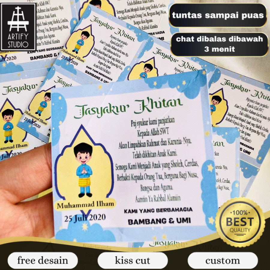 

Artify 2-6 Stiker Khitan / Tasyakuran Walimatul Khitan Bulat Custom Unik bentuk kotak