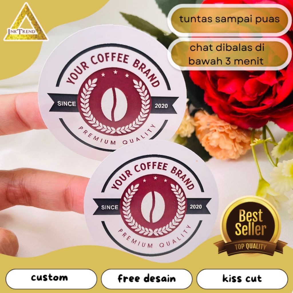 

INKA Sticker Print Cetak Label Murah Edisi Coffe Stiker Produk Kemasan BotolCup Coffee Kopi Uk.Kecil