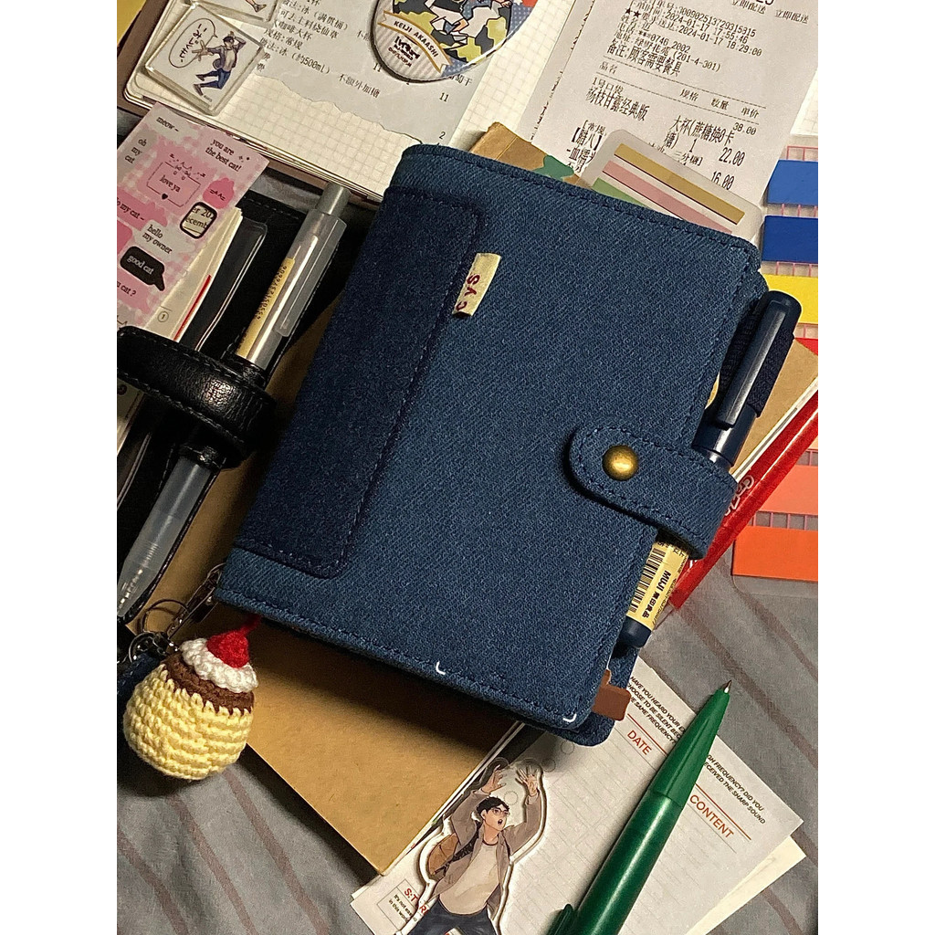 

Business Style A7 Notebook Cowboy Handbook Calendar Loose Leaf Card Book Office And Student For School Pocket Diary Notebook