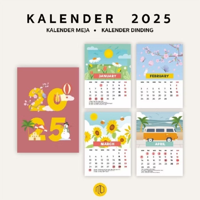 

Andma Kalender 2025 Aesthetic Dinding Meja Tema Cuaca Musim - Meja