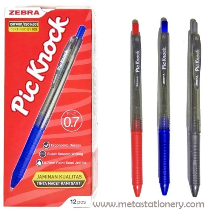 

[N E W] Pulpen / Pen Zebra Pic Knock 0.7mm (12pc) - Hitam
