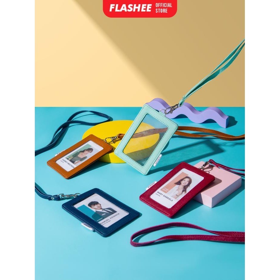 

ID Card Holder Plastik Name Tag Mika Tali Leyna Lanyard ID Card Kulit Dua Sisi Transparan Termurah PU Leather