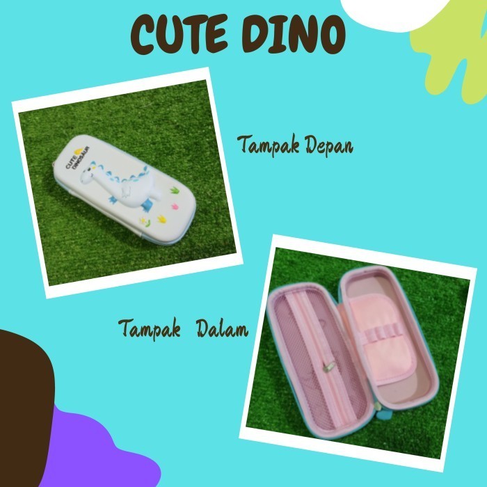 

New Arrival Kotak Pensil 3D Timbul Tempat pensil Anak Laki/Perempuan Waterproff - CUTE DINO
