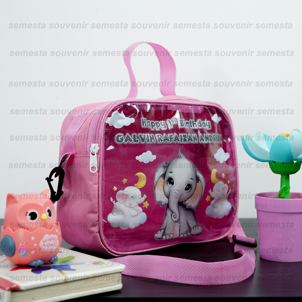 Tas Pesta Ulang Tahun Anak || Goodie Bag Resleting Slempang Premium Mika Custom Nama