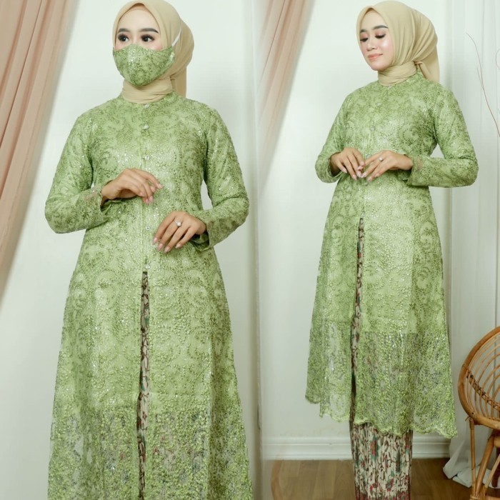 wnur3383_store~Bongkar Gudang stelan tunik brokat sipder modern//kebaya modern , kebaya pesta - hija