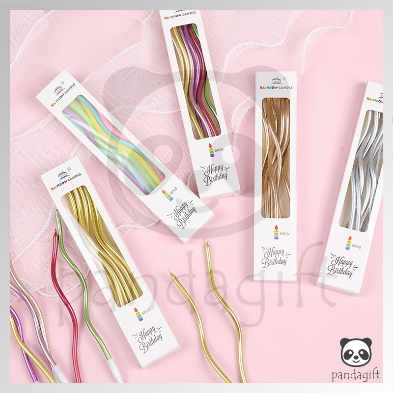 Lilin Spiral / Lilin Ulir Macaron / Lilin Metalik Lilin Spiral / Lilin Ulang Tahun Kue tart - GG0336