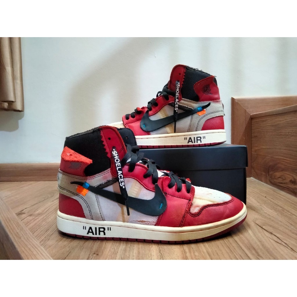 AJ 1 OW High Chicago White Sneakers Sepatu Shoes AJ1 Virgil Abloh Off