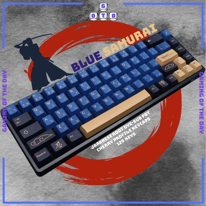 Blue and Red Samurai Keycaps by GOTD Cherry Profile Japanese Root