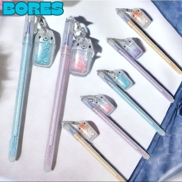 

BORES Pulpen Gantungan Beruang Inpods Glitter Lucu Imut Pena Gel Karakter Bear Pen Dapat Dihapus Pulpen Gel Karakter 0.5mm Perlengkapan Sekolah Erasable Gel Pen