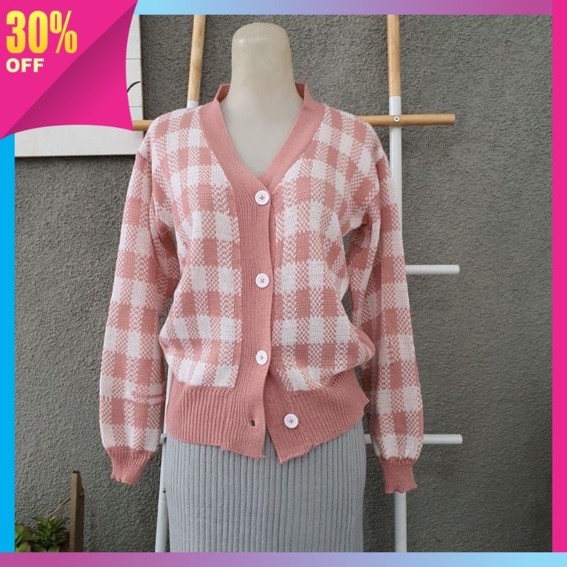 OuterWear Wanita Keren Korean Style Kekinian Murah / Kardigan Kotak BTS Knit / Kardigan Rajut Wanita