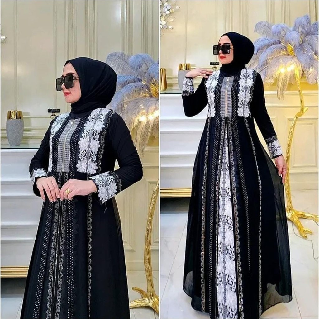 Gamis Arab Wanita Muslim Syari Super Jumbo M L XL XXL TERBARU 2023 Abaya Arab Turkey 1458 Bordir Imp