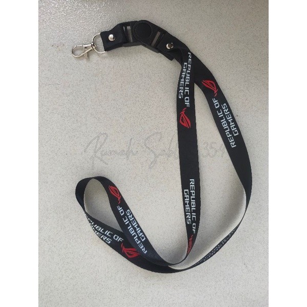 

lanyard ROG gantungan kunci REPUBLIC OF GAMERS tali lanyard gantungan leher id card name tag kartu nama / pods HANDPHONE