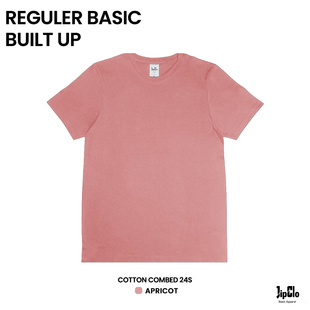 Kaos Polos Tanpa Jahitan Samping | Kaos Built Up Polos | Kaos Polos Cotton Combed 24s Apricot