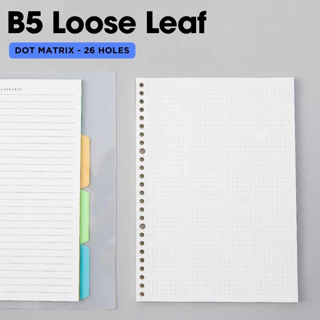 

AK Kertas Binder B5 26 Lubang Loose Leaf Paper 60 Sheets Dot Matrix / Horizontal Line - B5-26