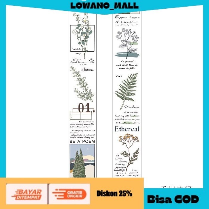 

[[LOWANOMALL]] TERLARIS Washi Tape Sticker Scenery 1 Lembar Aesthetic Scrapbook Deco Stiker D COD