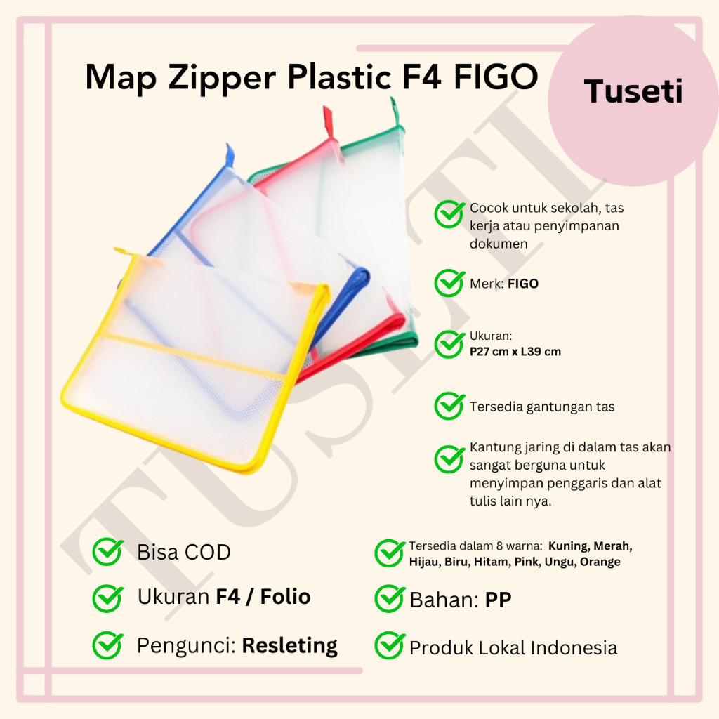 

Map Zipper Platik Resleting Bag File F4 Tas Kerja Awet