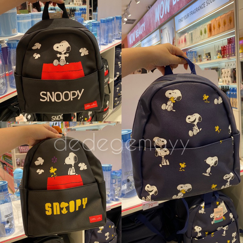 Miniso x Snoopy - Tas Ransel Backpack Kulit Snoopy Series