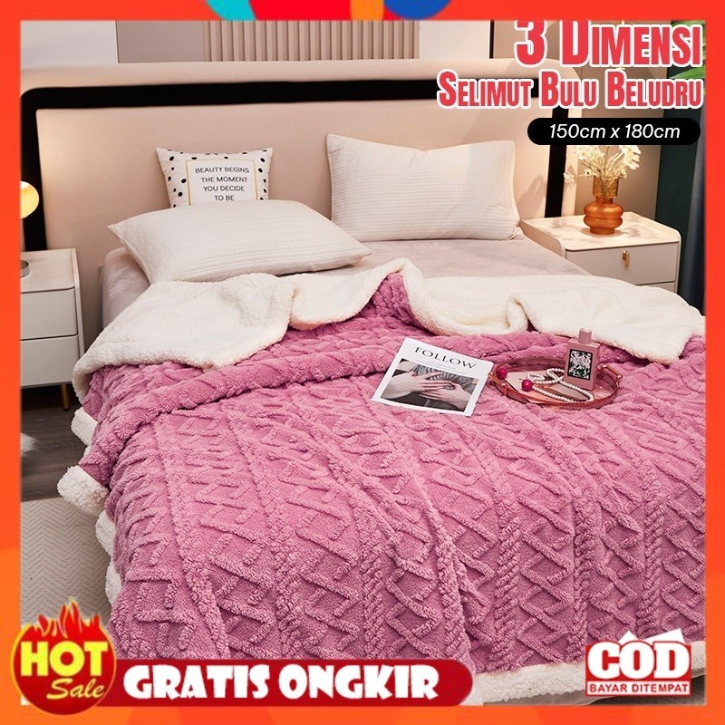 KAIN HALUS ADEM LEMBUT TEBAL / Selimut Bulu Dewasa Jumbo Beludru Tebal 150x180cm/ Selimut Bulu Jumbo