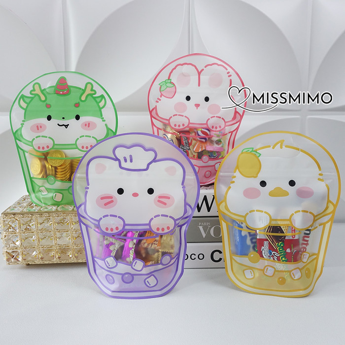 

Plastik Ziplock Standing Pouch Boba Permen Biskuit Snack Goodie Bag Birthday Bubble Tea