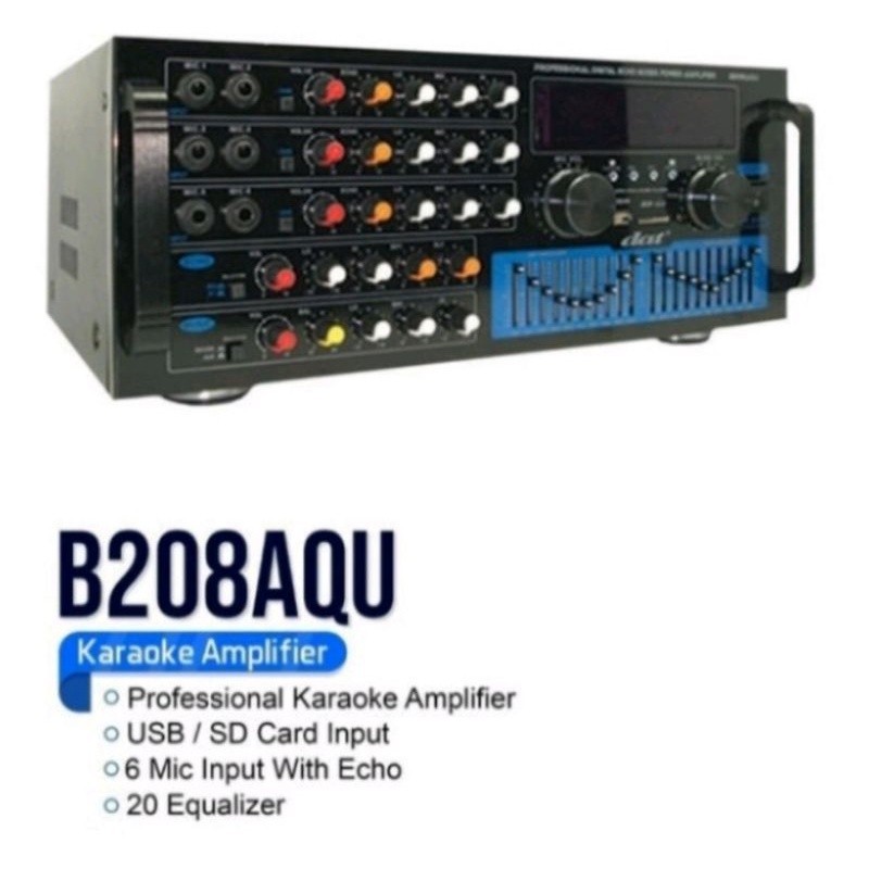 Power Amplifier DAT B208AQU Karaoke Mixer Bluetooth USB / Ampli DAT B 208 AQU Soundsystem untuk spea