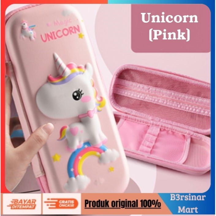 

[[KUALITAS TERBAIK]] Tempat pensil Kotak pensil 3D Timbul Hardcase Hardtop Waterproof MURAH Unicorn Pink COD