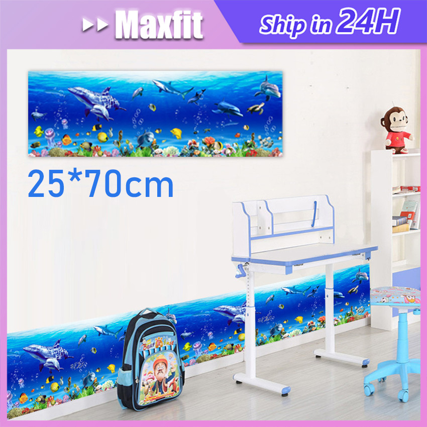 Sea World Wallsticker List Fish Wall Sticker Stiker Dinding Ikan Kartun Kamar Mandi Anak Stiker Hias