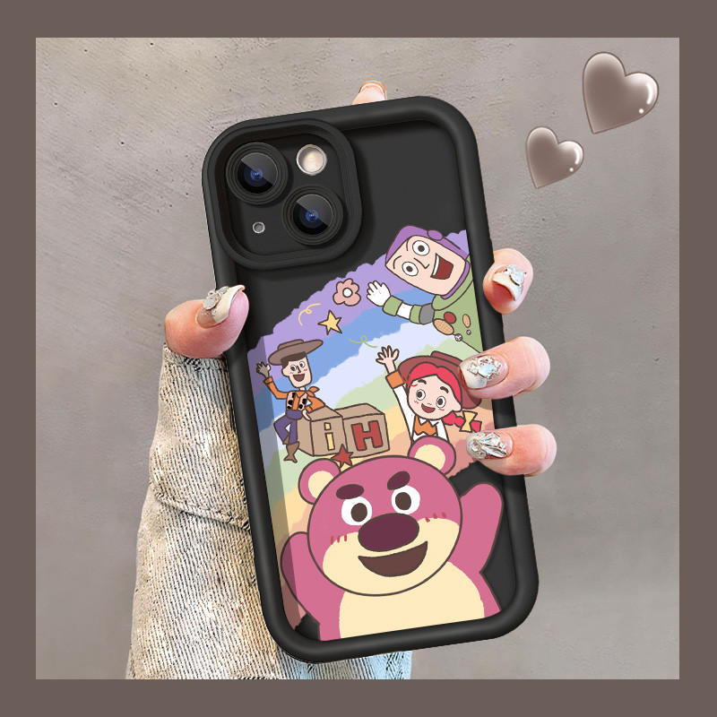 Kartun Toy Story Lucu Strawberry Bear Lotso Silicone Phone Case Untuk OPPO A3S A7 A15S A16 A17 A54 A