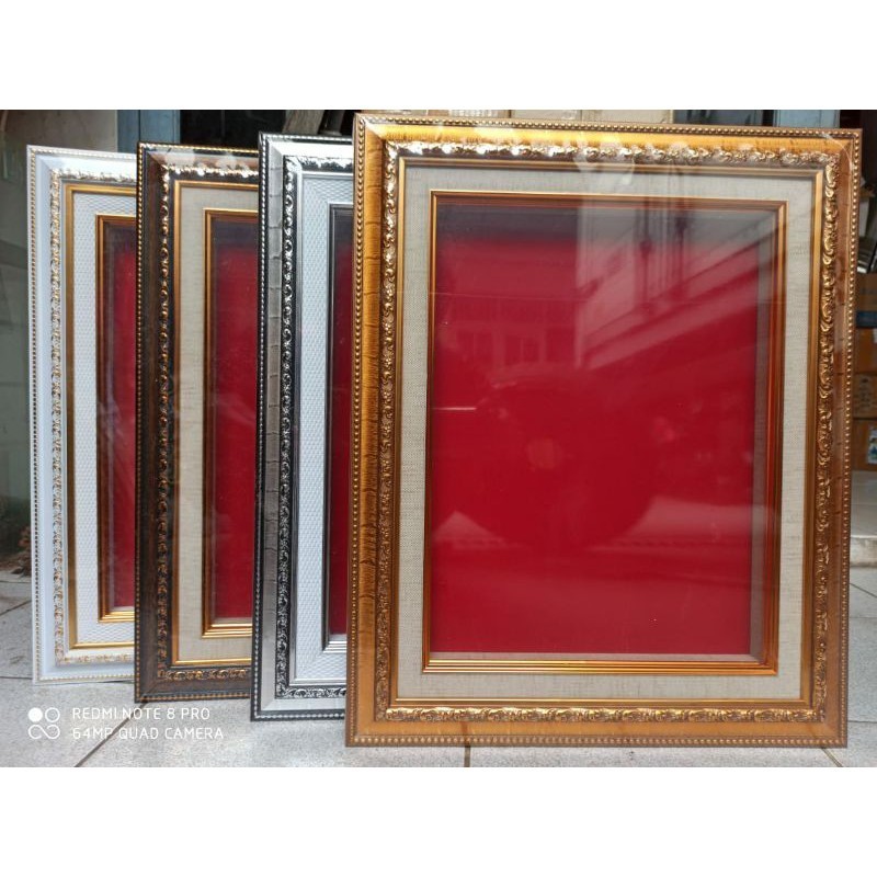 Bingkai/pigura/frame Mahar 30x40 linen emas, silver, putih gold