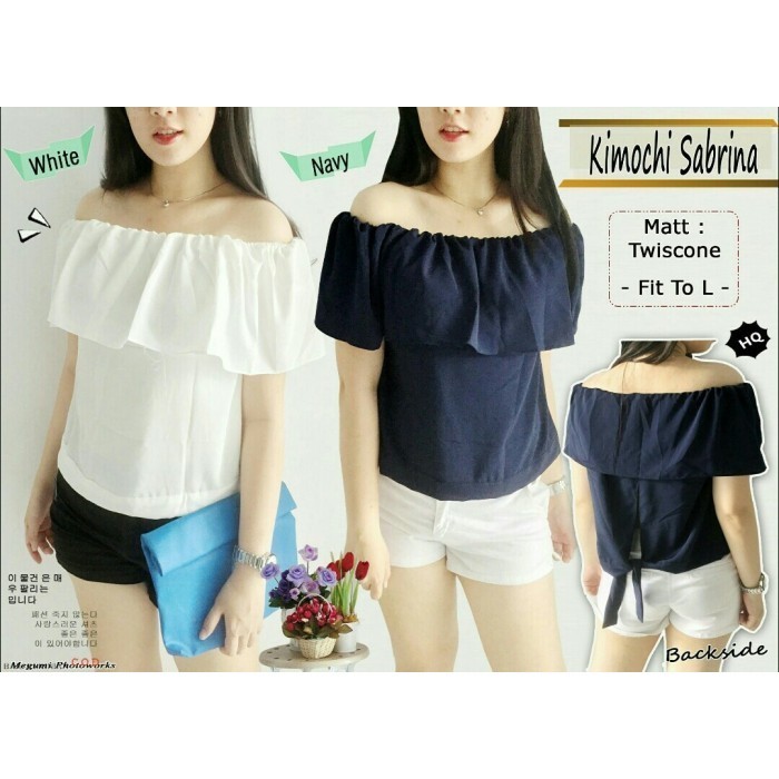 Baju kimochi RO Blouse Wanita twiscont putih Kekinian