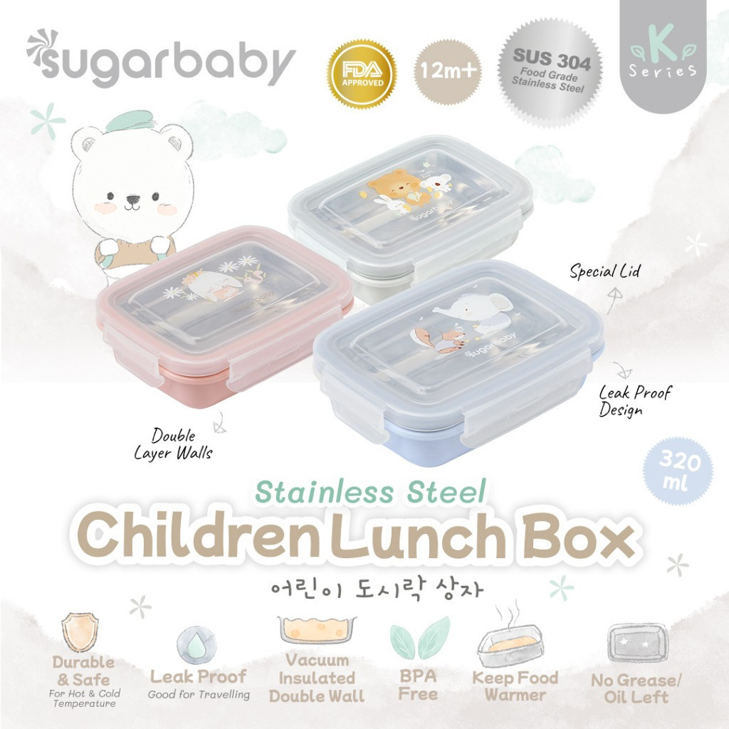 Sugar baby Stainless Steel Children Lunch box - Kotak Makan stainless/ Kotak Makan Anak