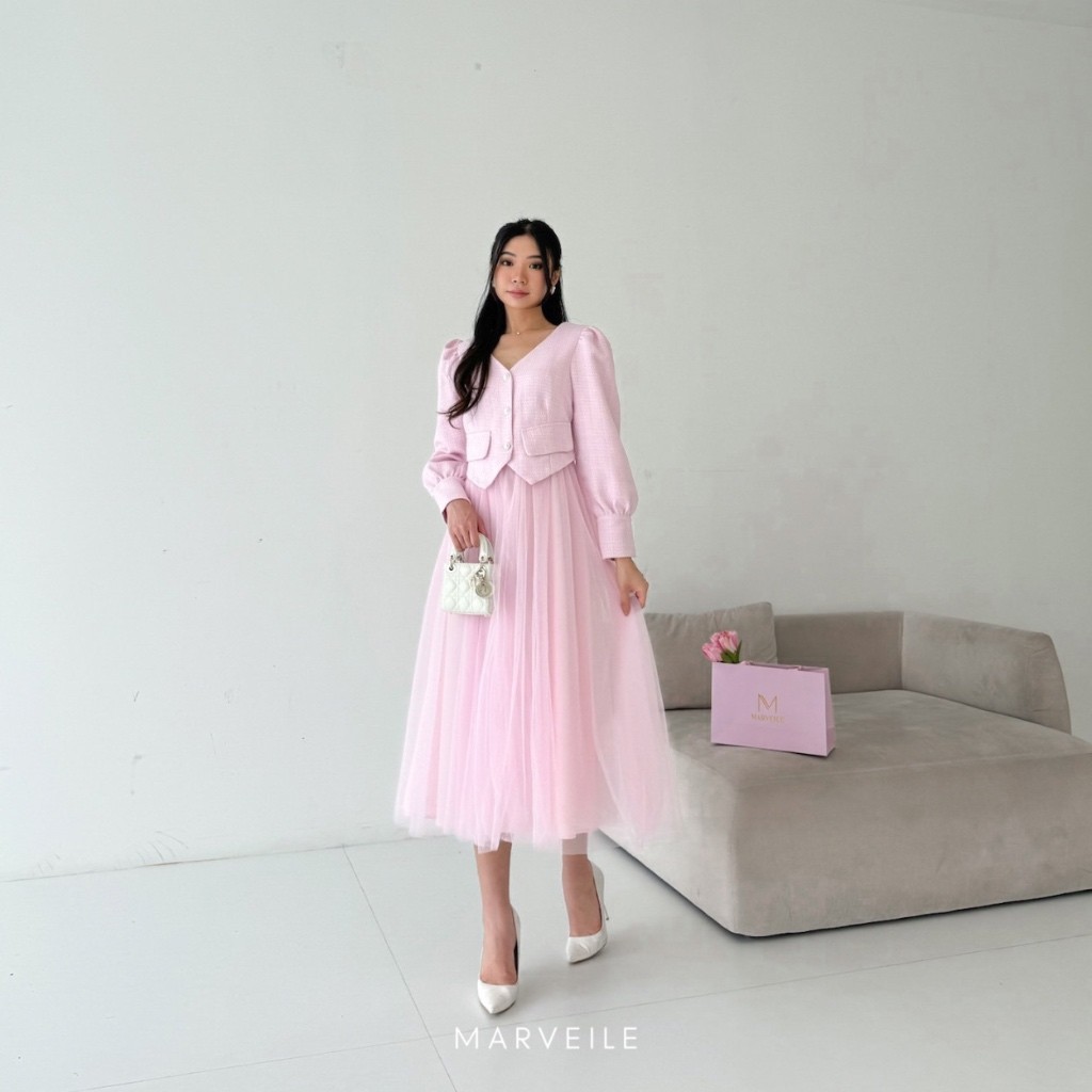 Jihye Tweed Dress / Korean Dress Wanita