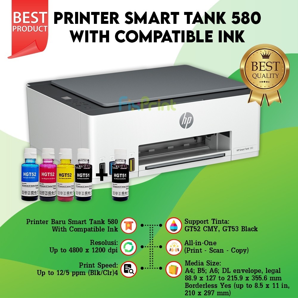 HP Printer Smart Tank 580 All in One Printer Print Scan Copy Printer HP 520 Print Scan Copy