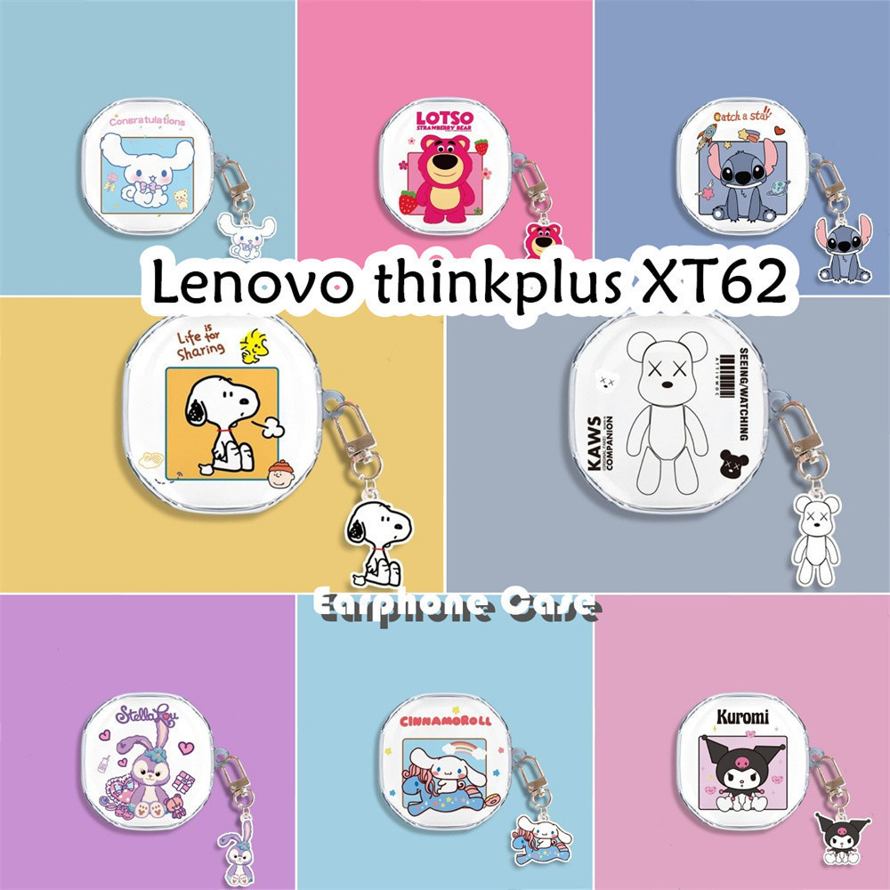 【variety】Untuk Lenovo thinkplus XT62 Case Kreatif Kartun transparan Soft Silikon Earphone Case