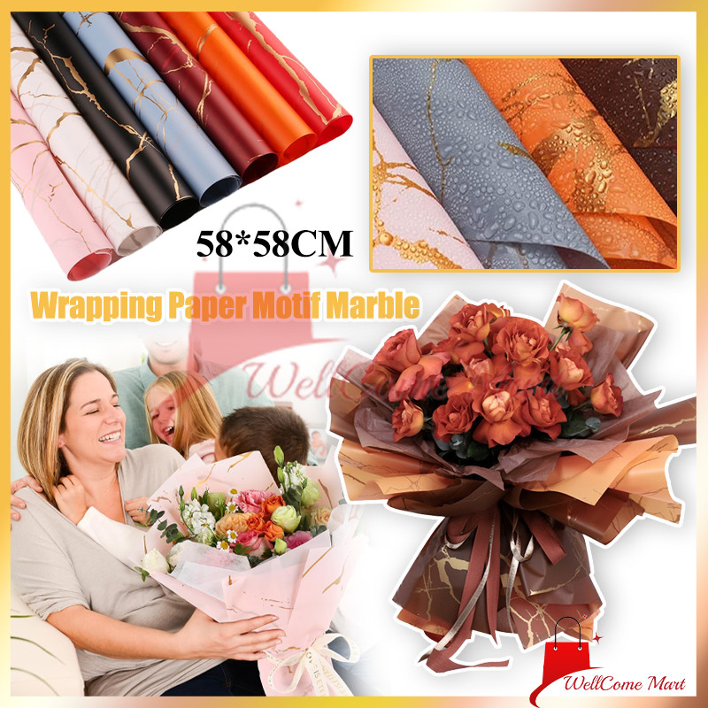 

Wrapping Paper Motif Marble / Kertas Buket Motif Marmer Emas Bunga Florist / Marble Cellophane Wrapping Paper Kertas Bunga