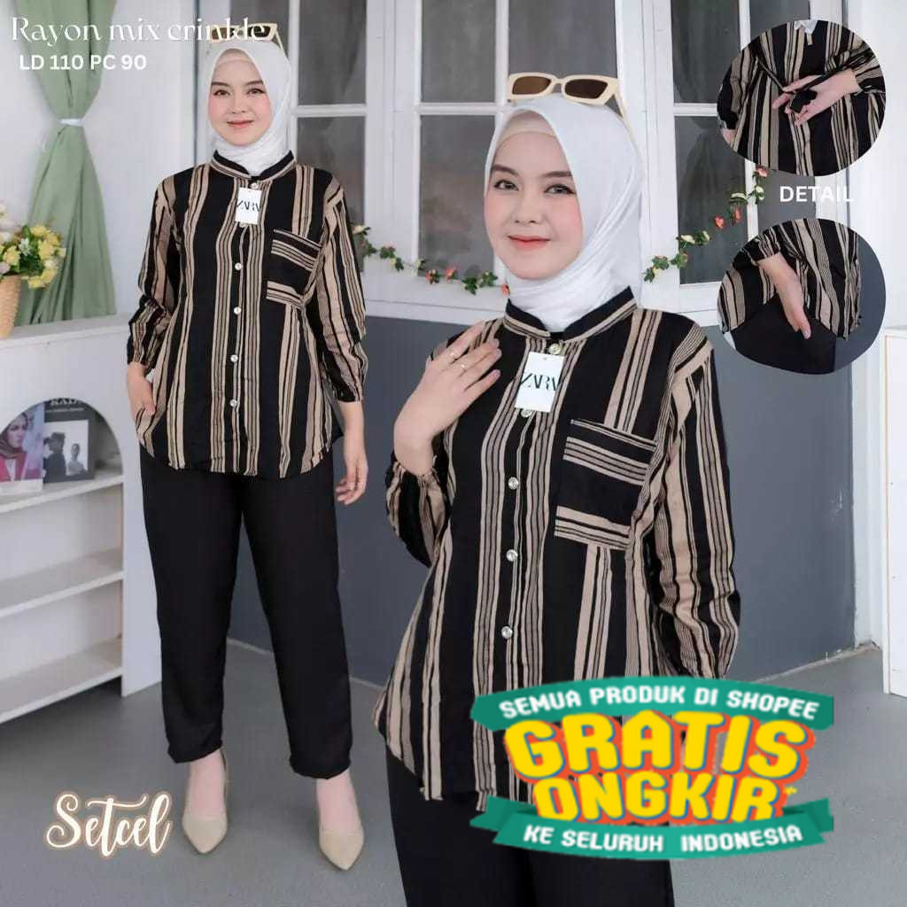 ONE SETCEL|SETELAN WANITA MOTIF SALUR MALIKA // SET WANITA TERBARU // ONE SET PENJAMAS KEKINIAN TERM