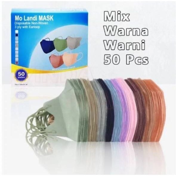 ACEH. 112573 BA Masker Duckbill Duckbil 50 Pcs Murah 1Box Mix 10 Warna