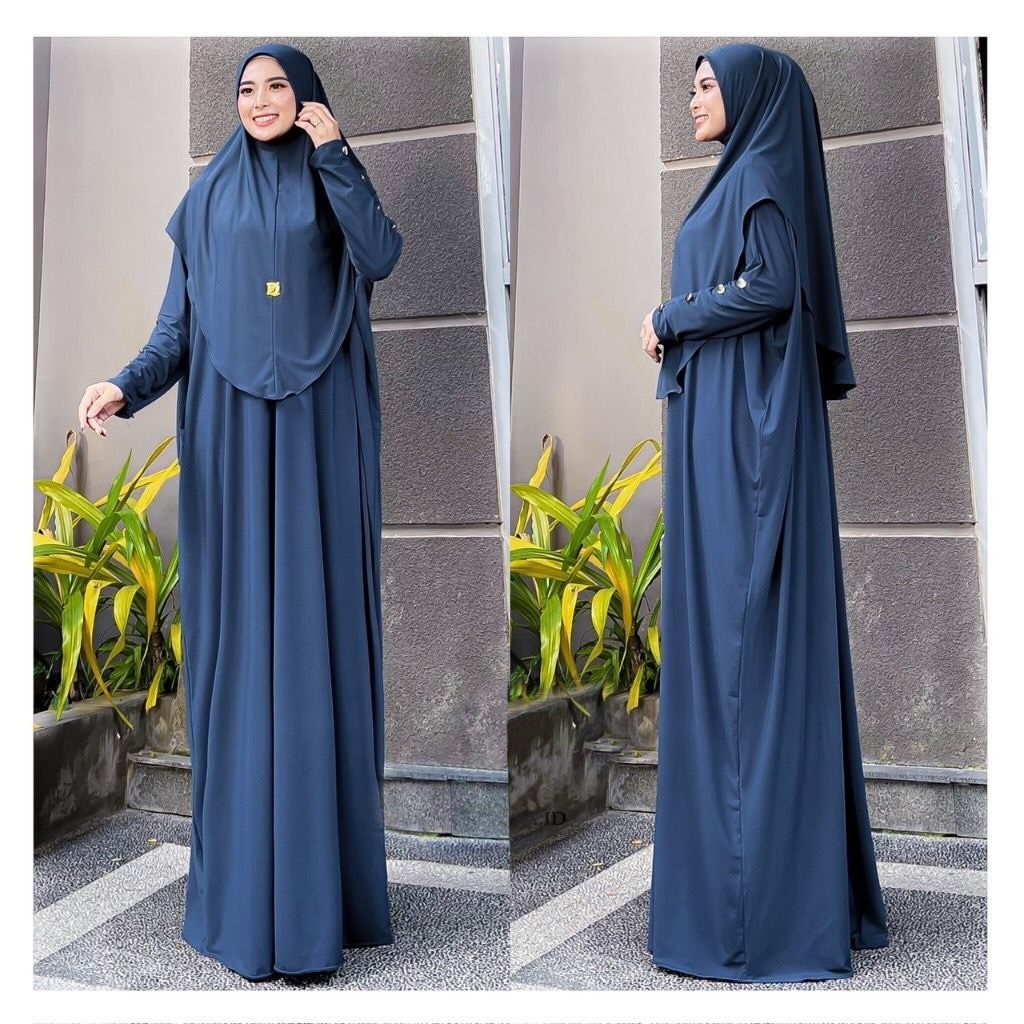 Elly Set Bergo Polos Bahan Jersey Premium Ukuran Jumbo LD 120 Baju Gamis Model Batwing Set Khimar Ju