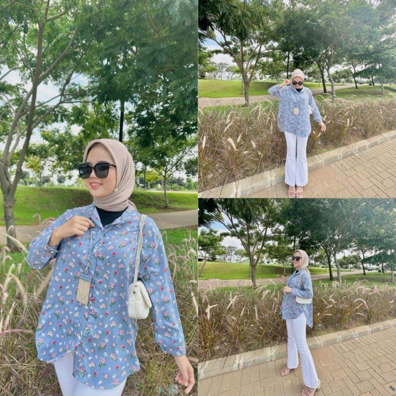 QR - RFS OOTD Blouse Wanita Lengan Panjang Leher Berkerah /JENNY BLOUSE CTN ZANICA TUNIK / Atasan Wa