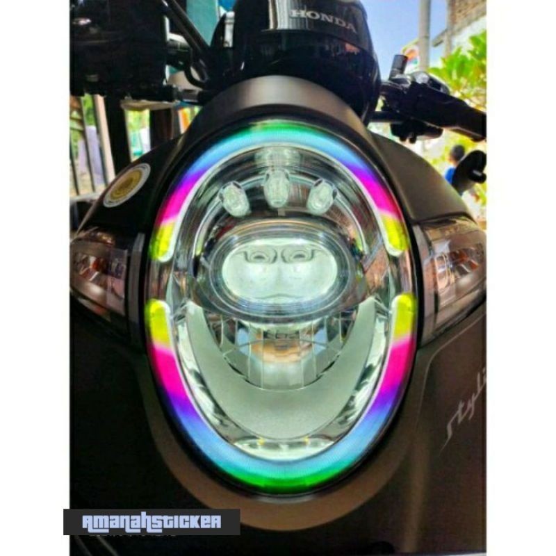 Stiker Alis Scoopy / Stiker Alis Scoopy RGB (pelangi) / Sticker Lampu Alis Scoopy warna polos / Stik
