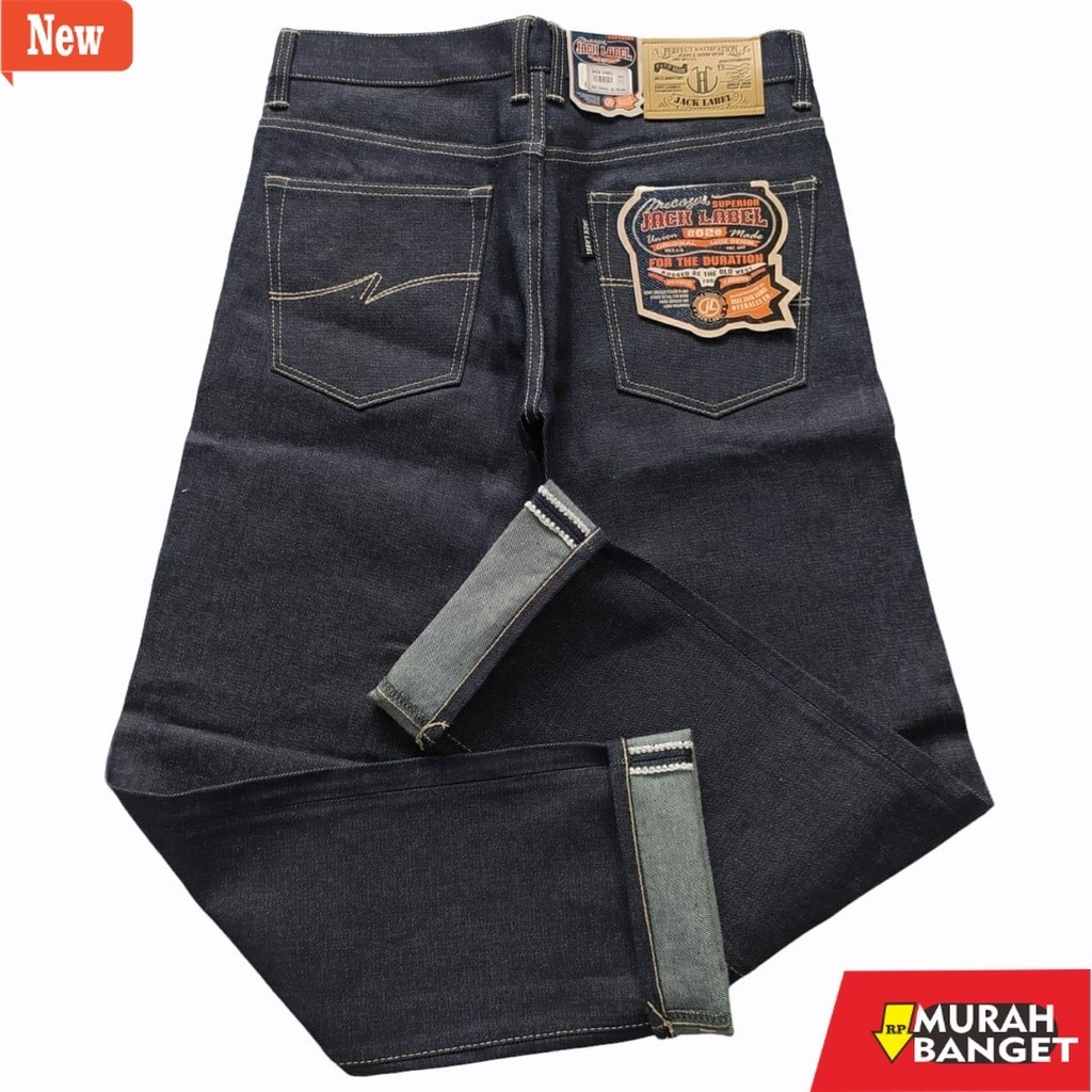 Denim Panjang Pria new JACK LABEL ORIGINAL DENIM RAW 15 OZ REGULER JEANS BLACK INDHIGO 28-33